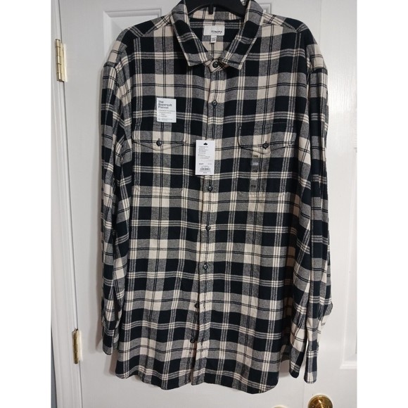 NWT Men's Sonoma Supersoft Flannel Shirt Size 1XB Black plaid Big & Tall - Picture 3 of 5